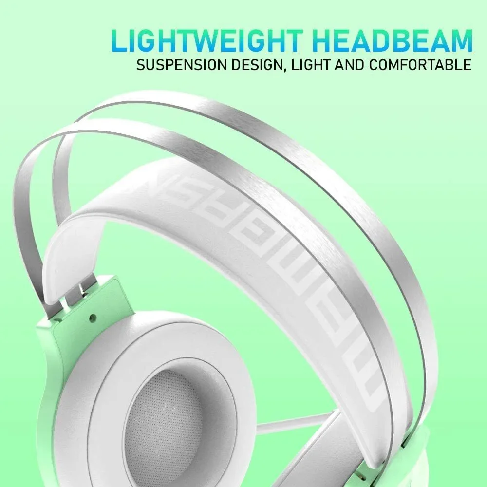 PS4 Headset Xbox One Gaming 3.5mm Stereo Wired Over-Head Rainbow Backlit Green